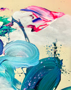 Limitierte Originalkunst von Sophie Drummer: 'Born from Chaos' – ein beeindruckendes abstraktes Unikat, das Wandel und Erneuerung symbolisiert. Eine faszinierende Mischung aus kräftigen Farben und dynamischen Strukturen – ideal für Kunstsammler und zeitgenössische Galerien