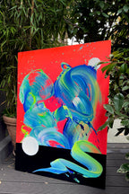 abstraktes Gemälde, Neonfarben, uvkunst, abstrakte Kunst, farbenfroh, 